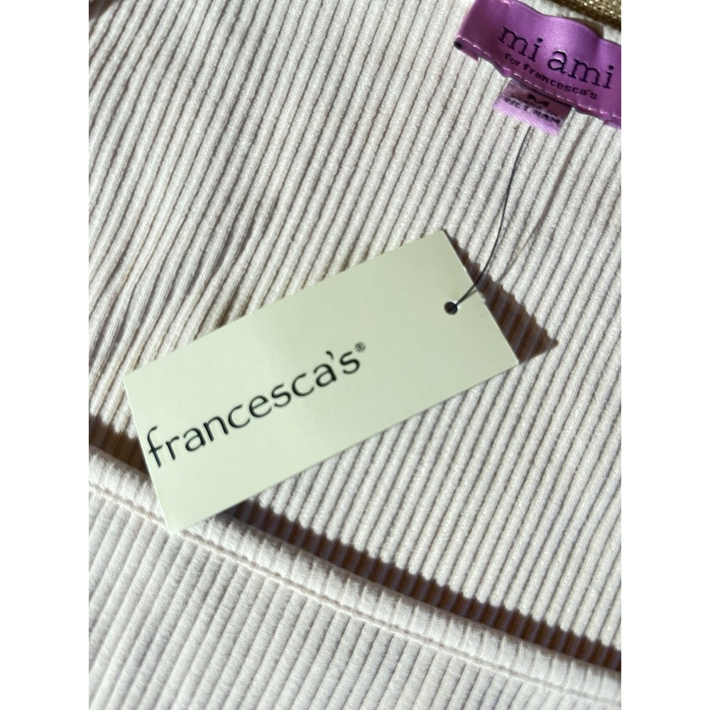 Mi Ami Francesca's Ribbed Square Neck Long Sleeve Top Taupe WT - Picture 6 of 6